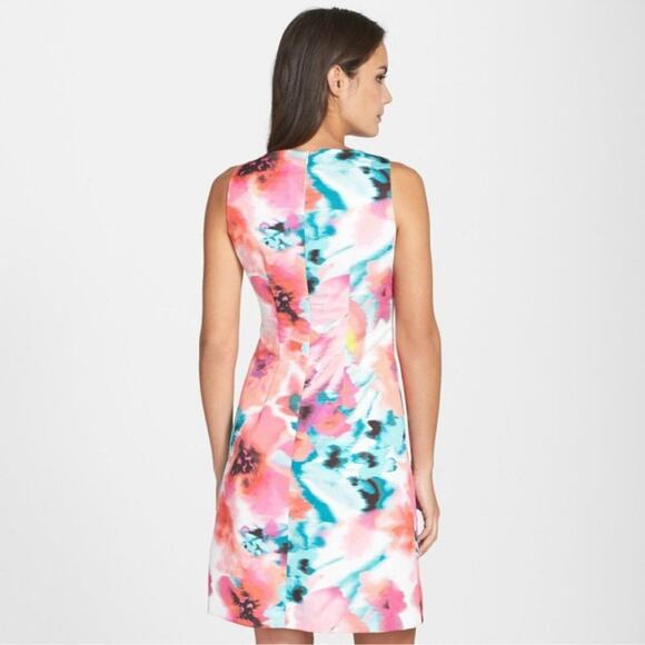Eliza J Floral Watercolor Jewels Sheath Dress Size 8 or Medium - Picture 2 of 16